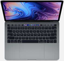 MV962LL/A MacBook Pro 2019 Space Gray 13" Touch Bar 256GB SSD 8GB RAM 2.4GHz i5